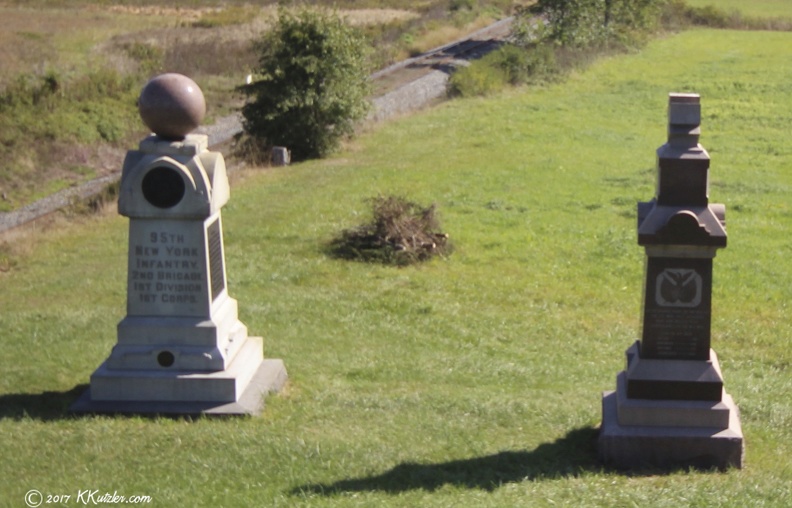 Gettysburg National Military Park
6th Wisconsin Volunteer Infantry Regiment(right side)
95th New York Volunteer Infantry Regiment (left side)
North Reynolds Avenue
October 20 2017 20171020_5253-1.JPG